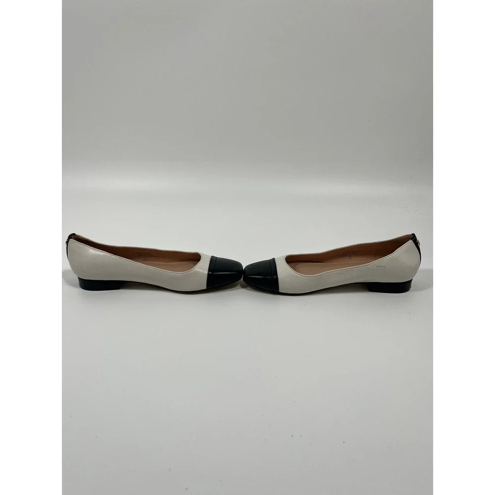 Bandolino Womens 5.5 Ballet Flats White Cap Toe Preppy Chic Minimalist Office